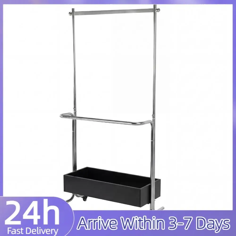 

Маленькая вешалка для одежды с деревянным ящиком для хранения, вертикальная двухстоечная вешалка для одежды, сумок, головных уборов