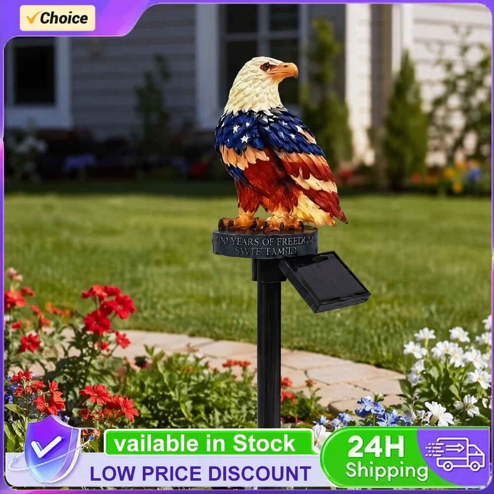 Eagle Solar Lights Waterproof Decorative Solar Powered Eagle Stake Lights for Lawn Patio Yard Patriotic Memorial Day Decor