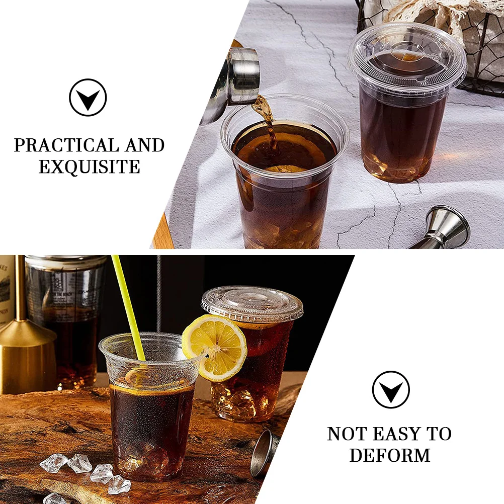 

50 set Disposable Cool Beverage Cups Portable Coffee Cups With Lid Sleeve For Juice Milk Tea Iced Drink Party Outdoor Use