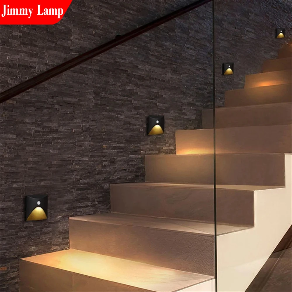 Lámpara LED empotrable de pared de 3W con Sensor de movimiento PIR, escalera de 85-240V, impermeable, para pasillo, valla, lámpara de inducción inteligente para escaleras