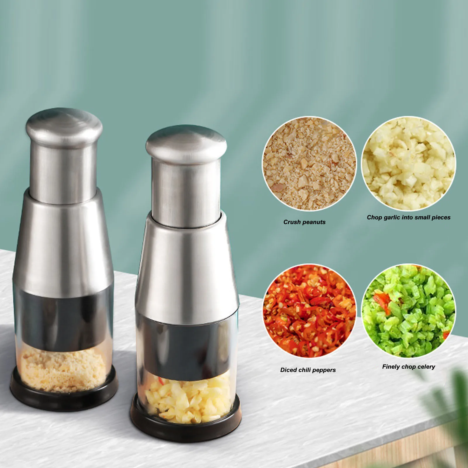 

Handheld Slap Food Chopper with Container Manual Garlic Mincer Onion Cutter Vegetable Chopper Easy Clean Labor Saving Kitchen