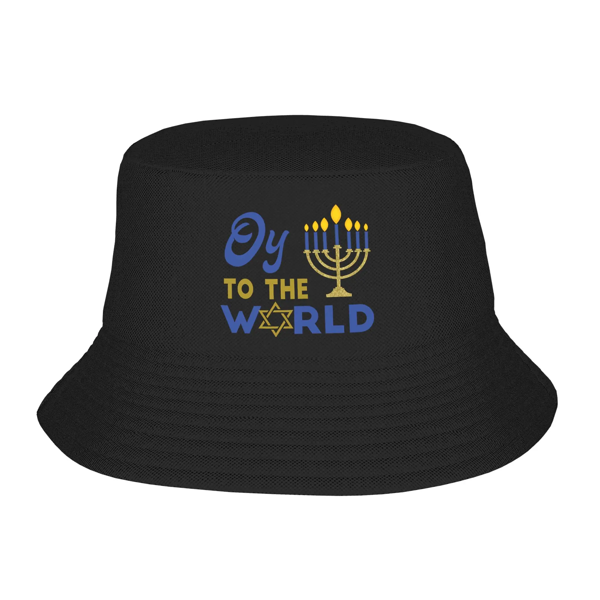 Hot Summer Headwear Hanukkah Oy to the World Accessories Bucket Hats Unique Unisex Sun Hat  Boonie Hat Fishing Cap Outdoor Sport