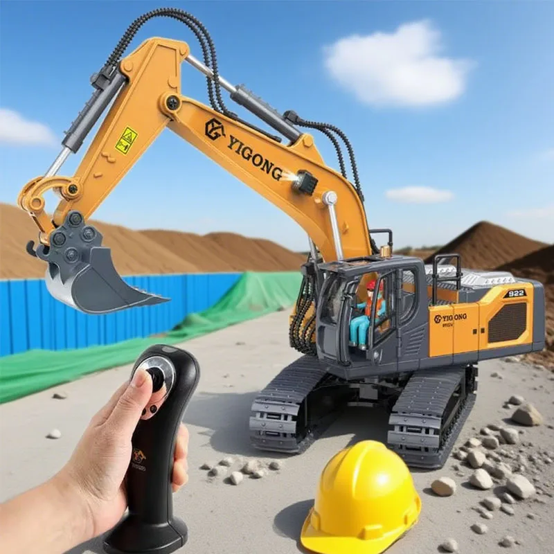 11Ch Rc Excavator 1/20 Remote Control Truck Alloy Shovel 2.4G Upgraded Control Console Unlimited Rotation Engineering Vehicle