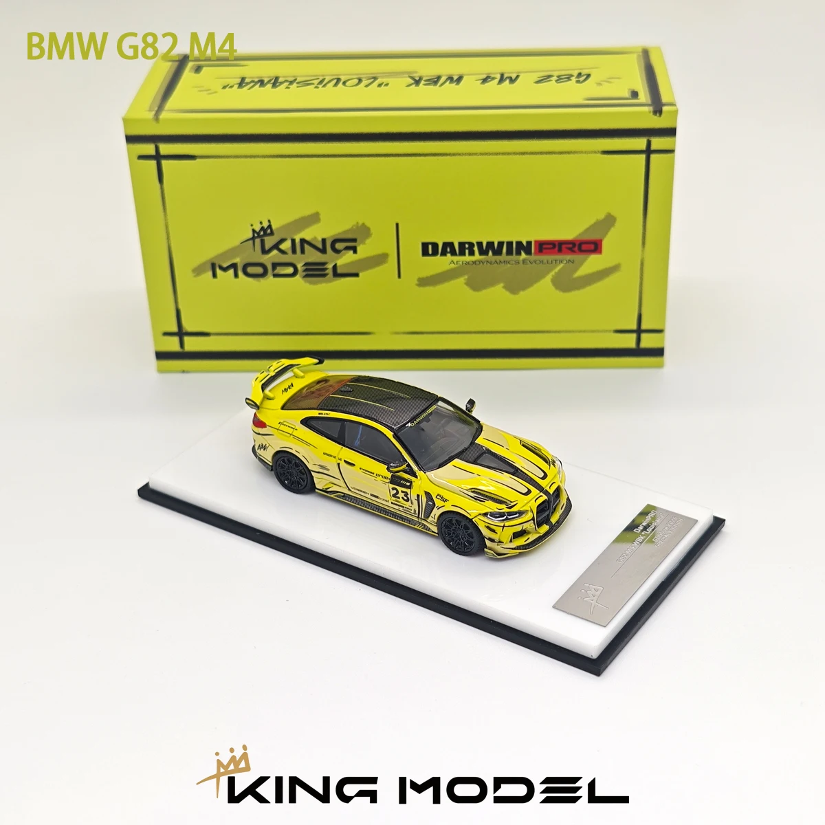 KING MODEL 1:64 BMW G82 M4 WBK Louisiana DarwinPRO Widebody Diecast Car Model In Stock Ready To Ship KM-BMWG82M4-Yellow