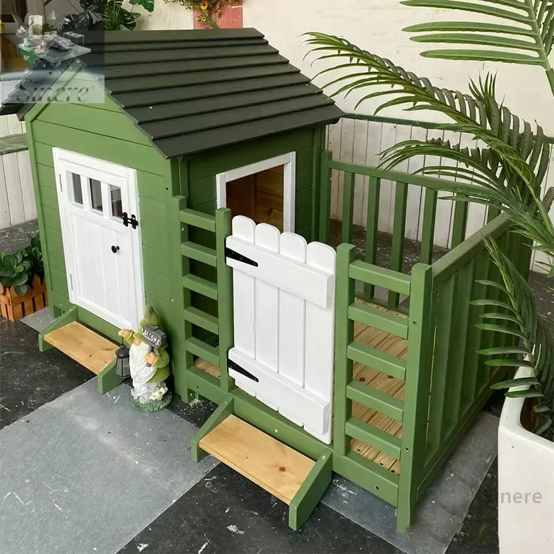 

Консервирующий деревянный домик для собак, непромокаемый уличный дождезащитный будка из цельного дерева, туалет для кошек, уличный домик для собак, средние и большие собаки не является другом.