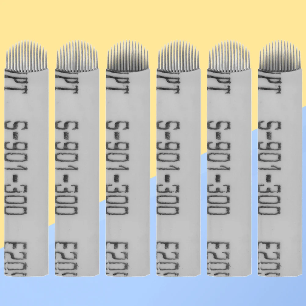 50 peças lâminas em forma de u 14 agulhas de sobrancelha lâminas de maquiagem caneta microblading (branca) lâminas de microblading lâminas de sobrancelha