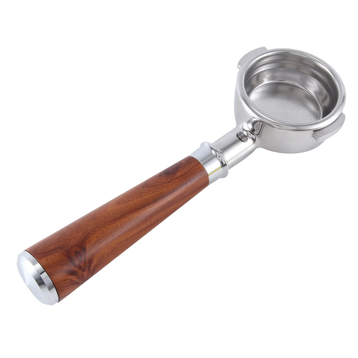 A58E-58mm Double Ear Coffee Machine Filter Holder E61 Bottomless Portafilter with Wooden Handle Style D