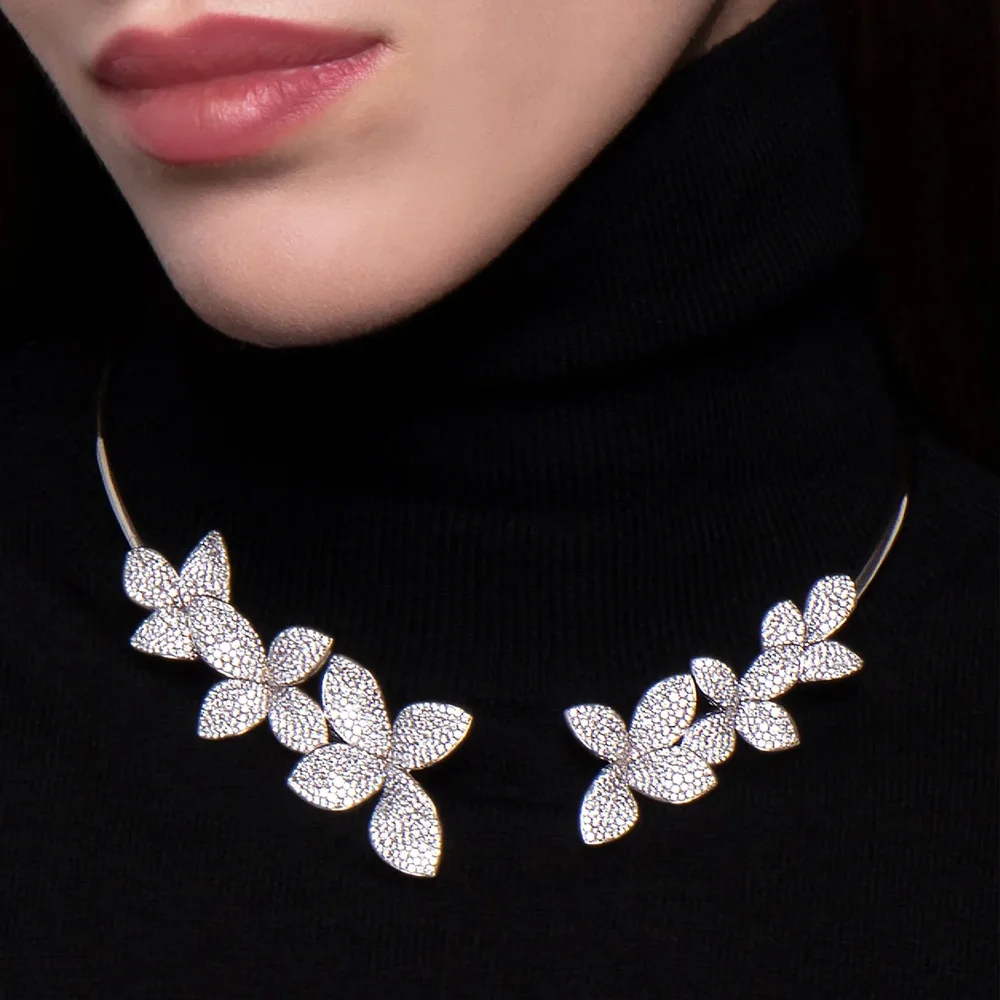 Stonefans 2024 Statement Rhinestone Multiple Butterfly Collar for Women Metal Ring Open Collar Bridal Wedding Neck Jewelry