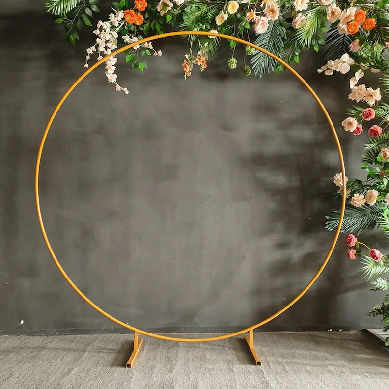 

Mehofond Photography Background Round Backdrop Stand Iron Circle Gold Metal Circle Ring Arch Frame Wedding Birthday Decoration