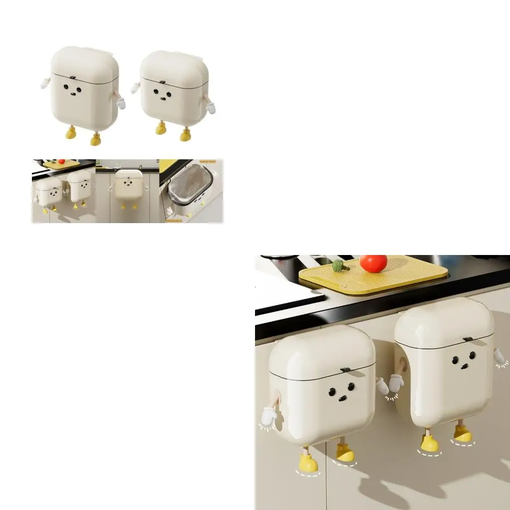  Slide Open Kitchen Compost Can Cabinet Door Attached Garbage Bin Under Sink Waste Collector Kitchen Trash Can
