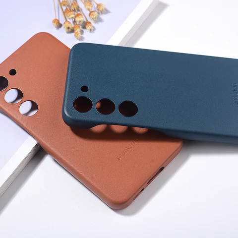 Кожаный чехол для телефона Samsung S22 S23 Plus, полная защитная задняя крышка, противоударный корпус для Galaxy S22Plus S23 + с коробкой