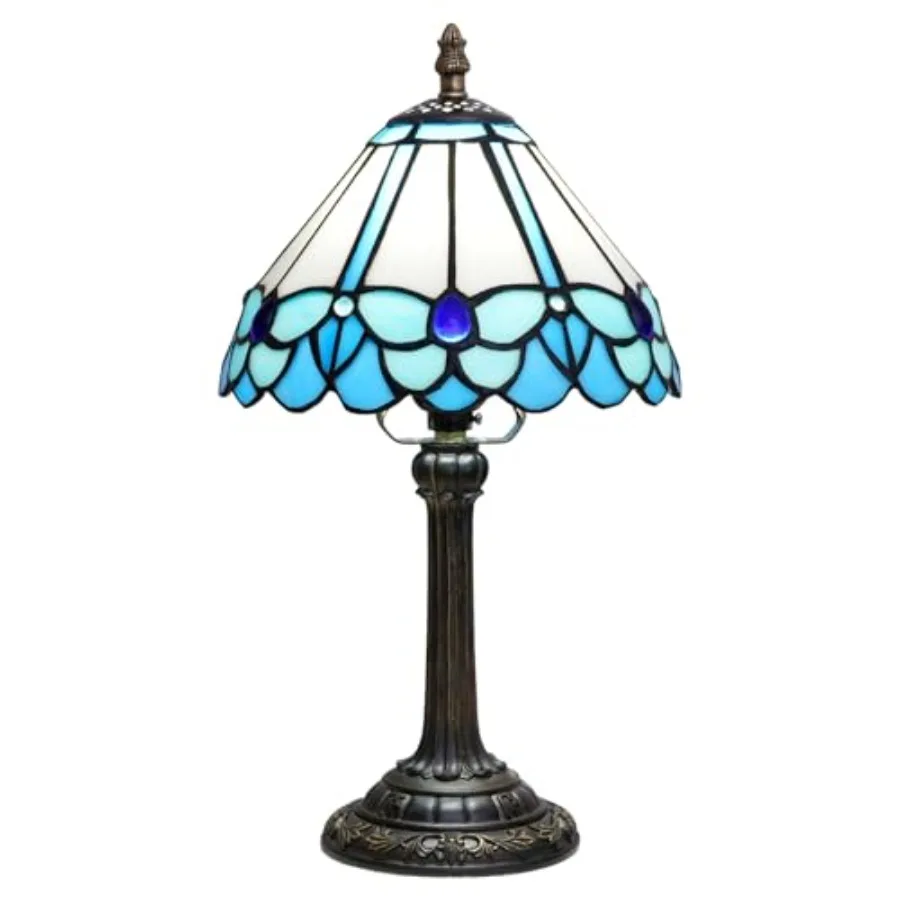 

Tiffany Lamp Little Style Stained Glass Reading Lamp 8X8X14 Inch Bedroom Bedside Nightstand Night Light Home Office Desk Lamp w