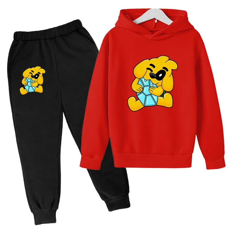 Kids Mike Dog Print Spring Autumn Cute Pullover Hoodie+Pants 2pcs Tracksuits 2-13 Years Boys Girls Casual Outfits Children Sets