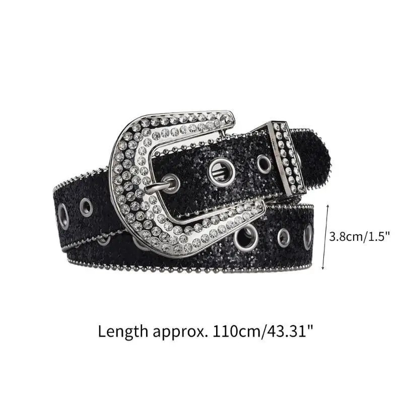 39BD Mehrere Farbe Taille Gürtel Shinning Gürtel für Frau Männer Einstellbare Pin Schnalle Hüftgurt für Jeans Kleid – Detail 6