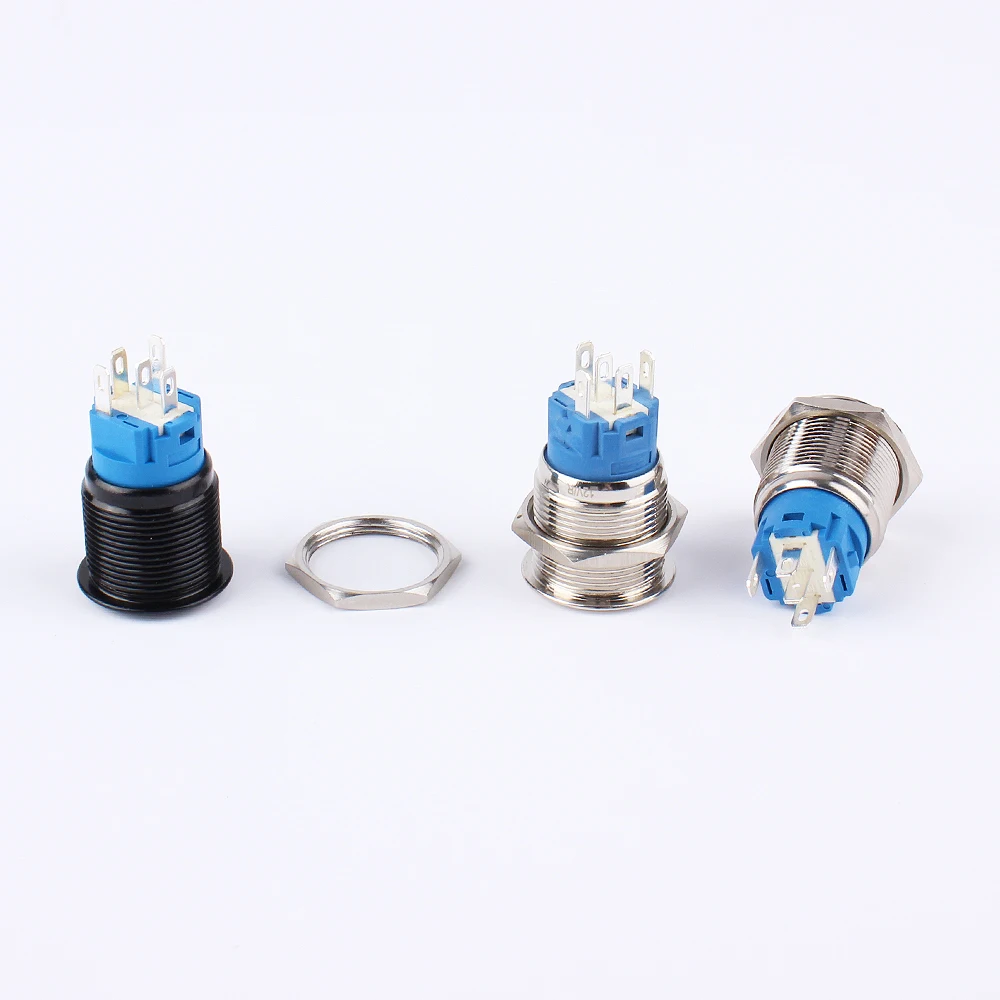 19mm Waterproof Momentary Latching Metal Doorbell Bell Horn Push Button Switch LED Ring Mark Fixation 5V 12V 24V 220V Lock Reset