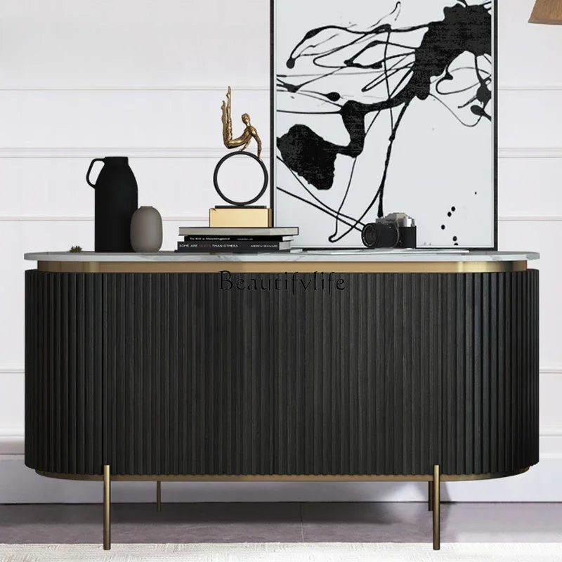

yj5American Light Luxury Style Sideboard Marble Modern Minimalist Living Room Entrance Cabinet