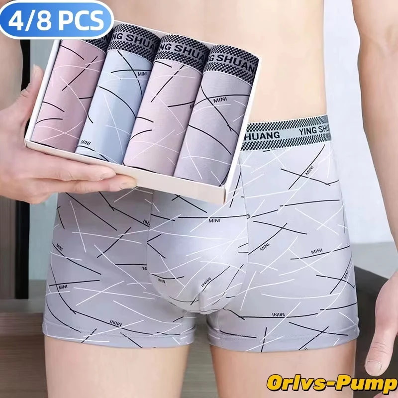 

4 шт./компл. 2XL-4XL мужские трусы студенческие полосатые боксеры с принтом мужское нижнее белье сексуальное U-образное выпуклое мужское дышащее сексуальное