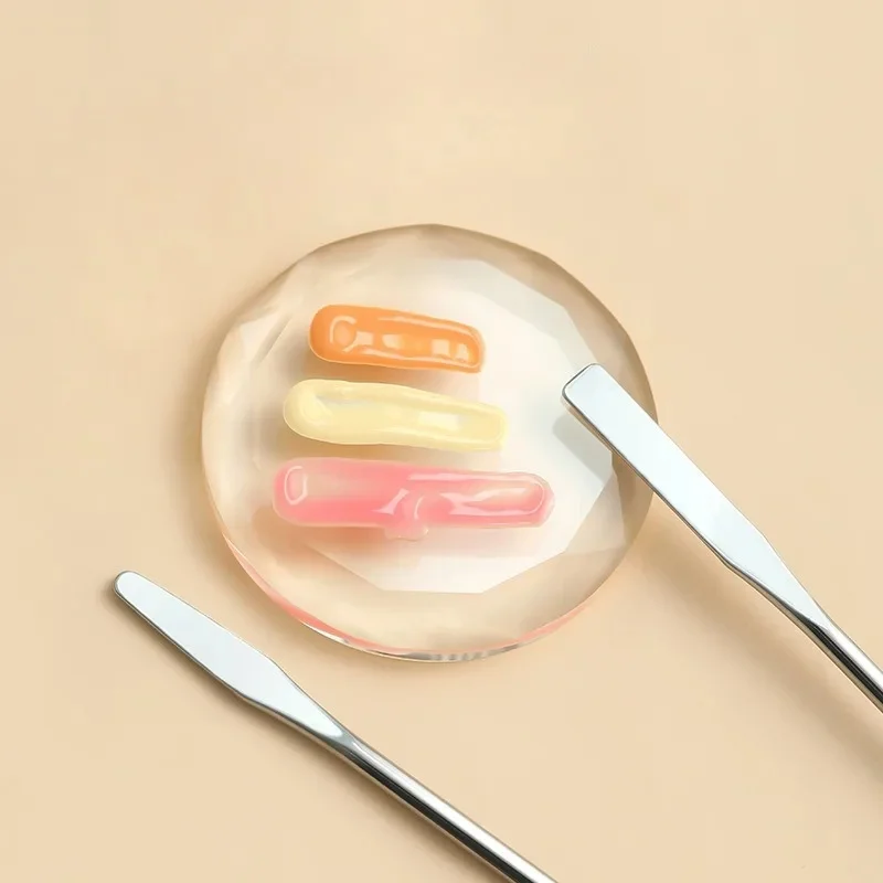 Kit com 3 Espátulas de Aço Inoxidável de Ponta Dupla, Inodoras, para Mistura de Gel, Pigmentos, Base de Unhas, Maquiagem e Artesanato DIY
