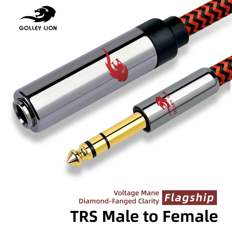 GOLLEY LION 1/4 TRS Male to Female Extension Cable, Balanced Audio Interconnect Cord for Studio Monitors, Mixers, and Patch Bays