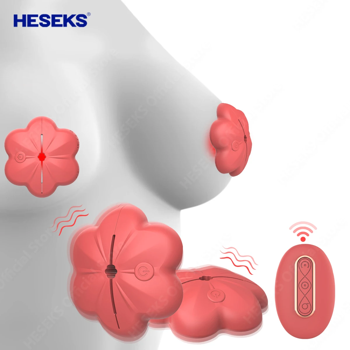 HESEKS Vibrating Nipple Clamps Vibrator Breast Massager Remote Control Invisible Nipple Stimulator Sex Toys for Women Pleasure