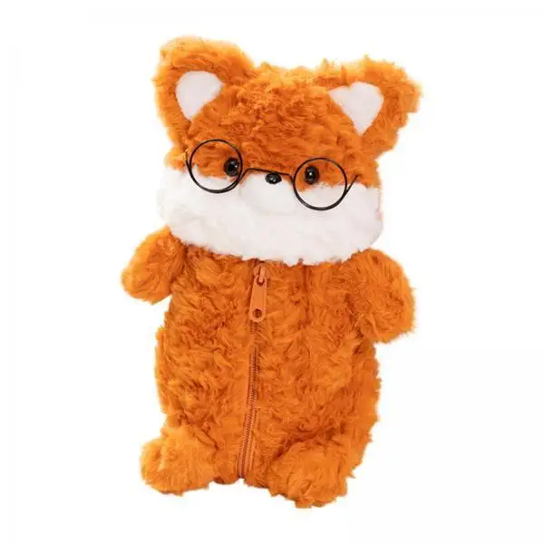 Cute Plush Fox Pencil Case Soft Cartoon Animal Pen Bag for Kids Girls Boys School Stationery Storage Pouch