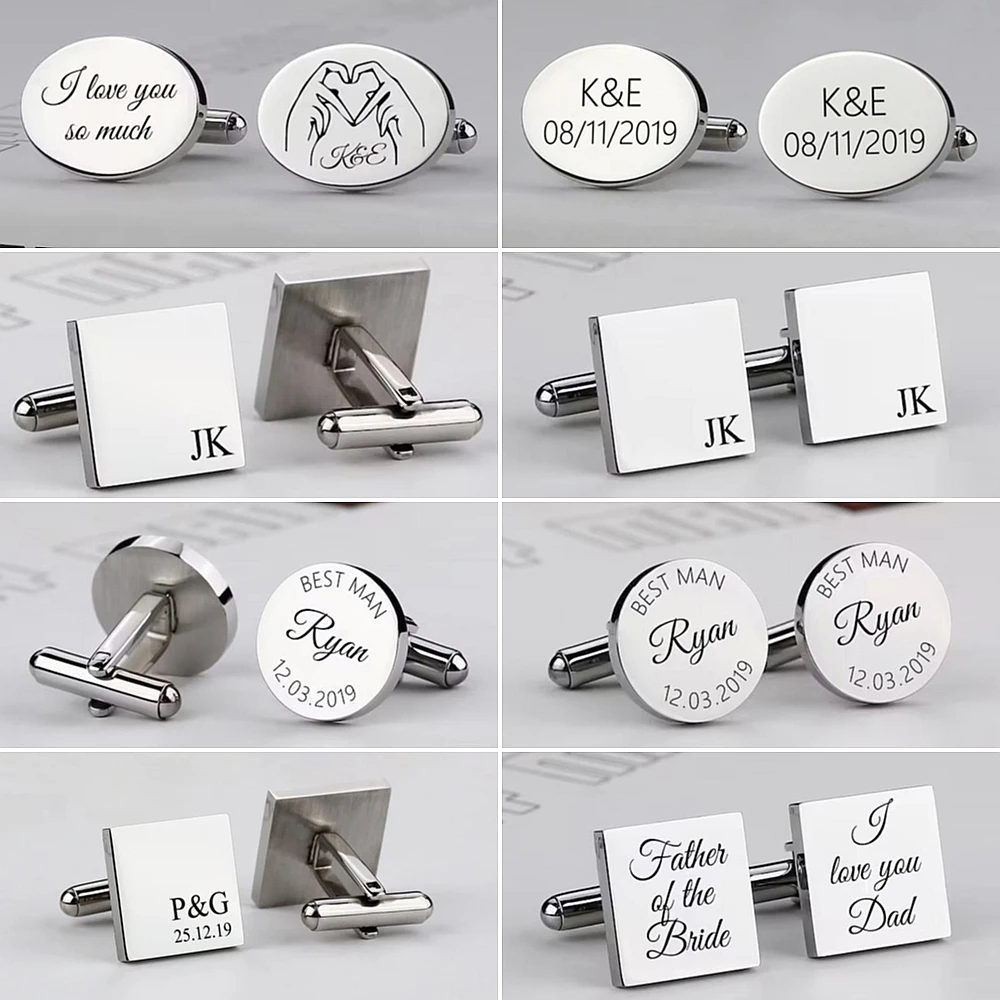 Personalized Man Cufflinks Stainless Steel Shirt Cuff Button Custom Wedding Gifts Mens Cufflinks