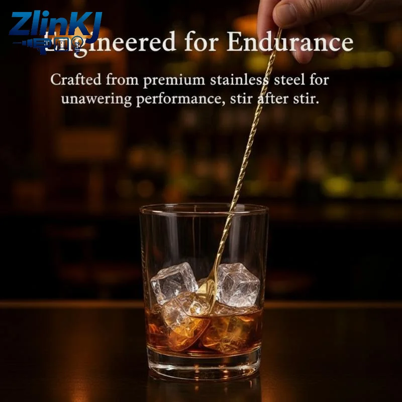 Cocktail Stirring Spoon Long Handle Spiral Pattern Stainless Steel Anti-Corrosion Spoon for Bar Pub Party Drink Mix
