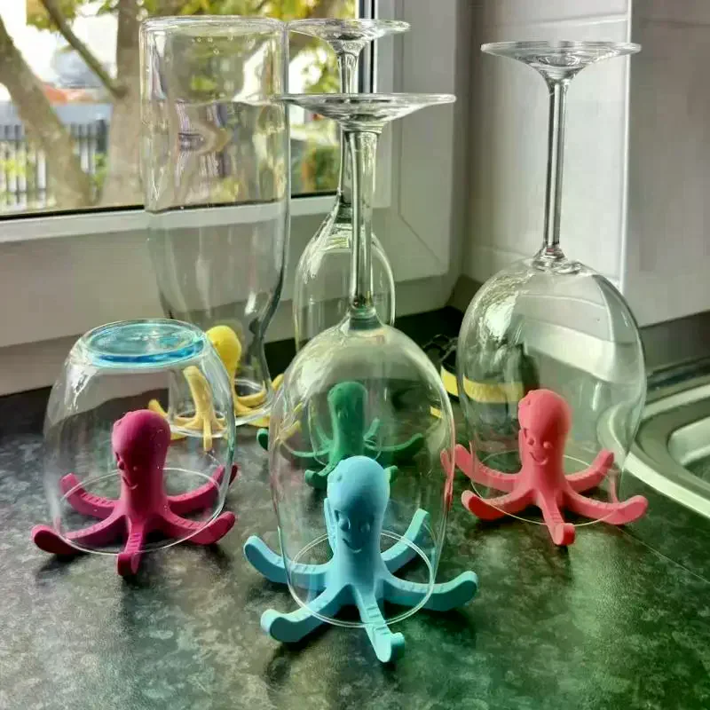 /Cna/3D Printed Octopus-shaped Standalone Water Bottle Drying Rack Enhanced Drying Efficiency For Various Cup 1Pcs