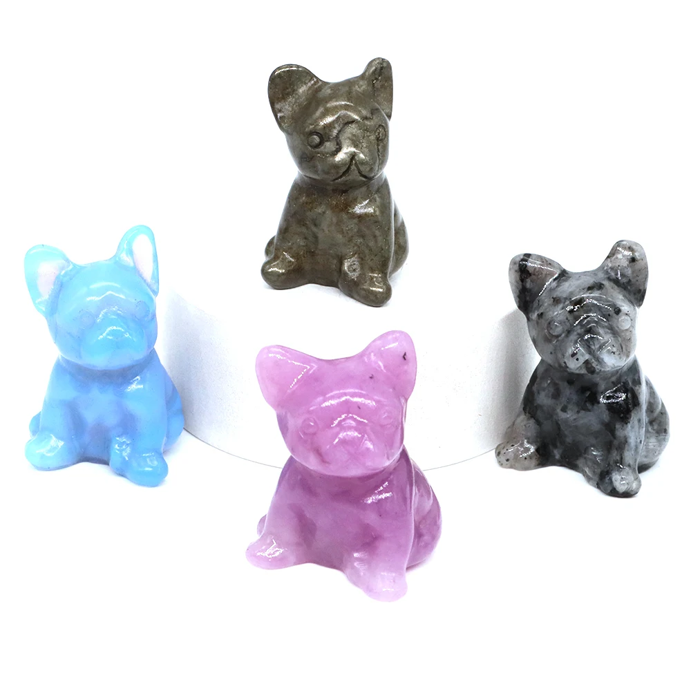 بلورات الحجر الطبيعي لتماثيل الكلاب ، شفاء ريكي ، بولدوغ صغير ، تمثال حيوان ، حرف أحجار كريمة ، ديكور منزلي ، هدية عيد الميلاد ، ، ، ، ،"