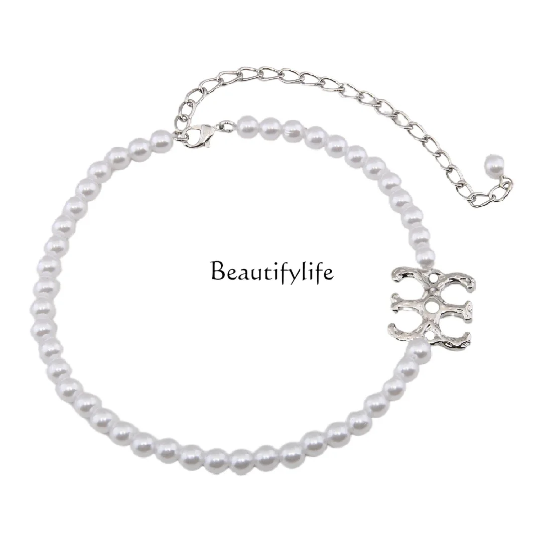 

Round heart pearl light luxury niche sweater chain versatile temperament collarbone accessories