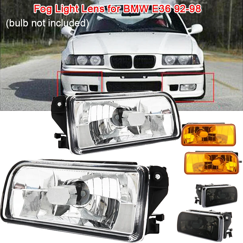 

Fog Lights Shell Cover Front Bumper Lamp Smoke Amber Clear Glass Lens for BMW E36 92-98 M3 1999-1994