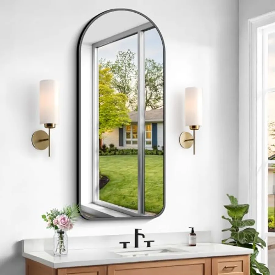 

Arched Bathroom Mirror 16"x48" Arched Mirror for Bathroom Wall Mounted Mirror Vanity Wall Mirror w/Metal Frame for Bedroom Entr