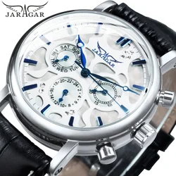 JARAGAR 348 Casual Men's Automatic Mechanical Watch Leather Strap Calendar Fashion Luxury Male Business Wristwatch reloj hombre