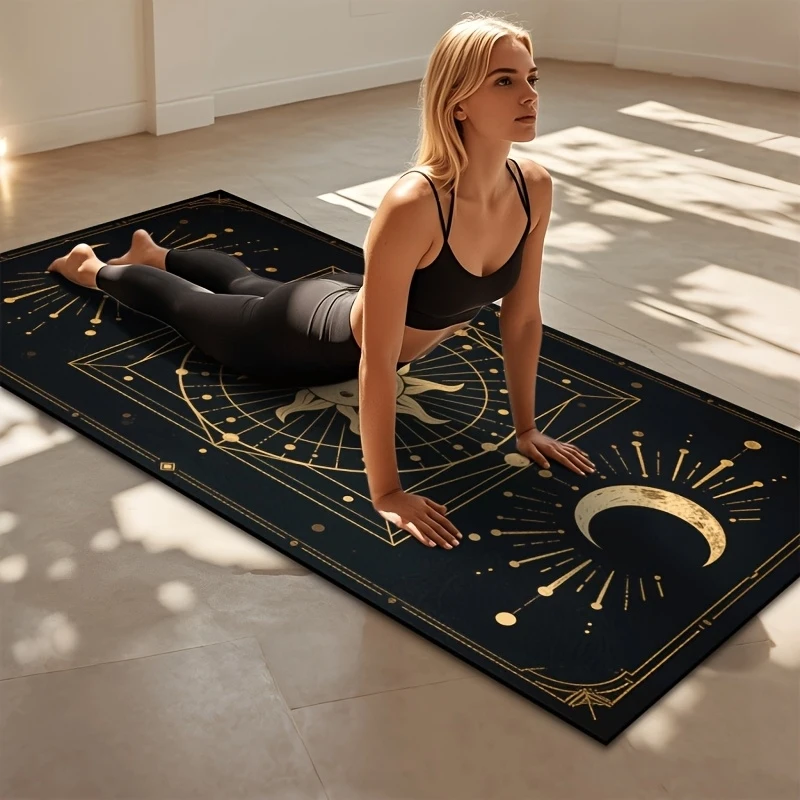 VIKAMA Mysterious Sun And Moon Yoga Mat Non-Slip Washable Meditation Mat Tarot Style Fitness Exercise Rug Home Decoration
