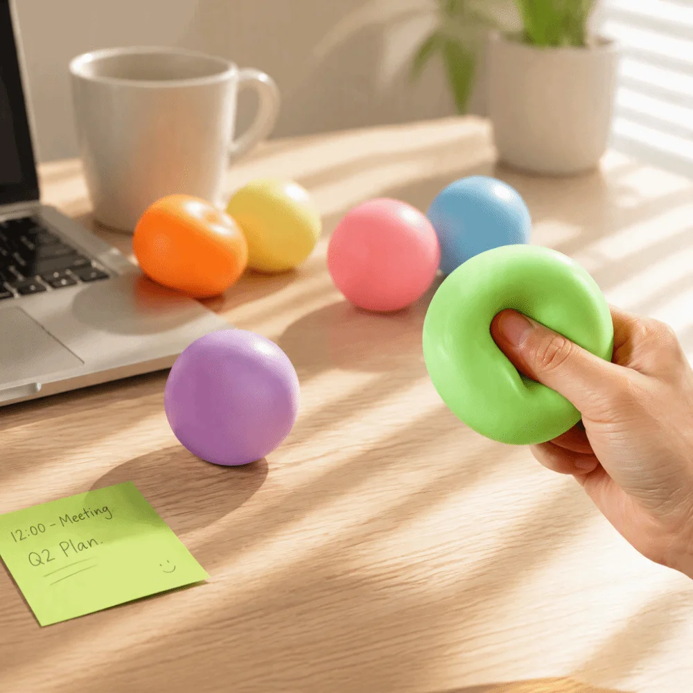 Durable Super Soft Fidget Squishy Colorful Slow Rising Ball Quick-rebound Squeeze Pinch 6cm Sensory Fidget Adults