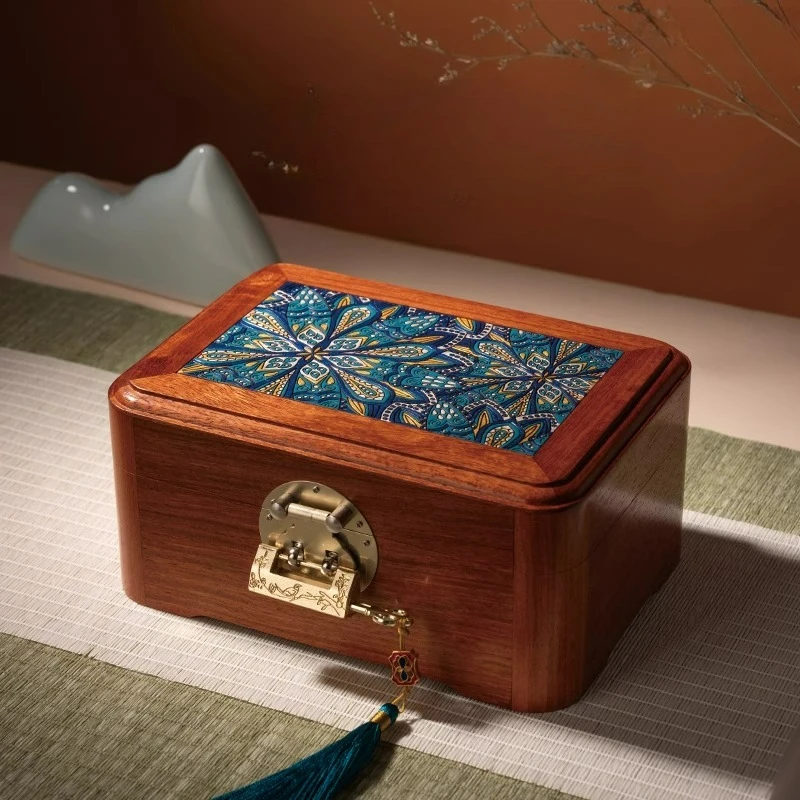 

Solid wood jewelry box, light luxury high-end jewelry box, Chinese style mahogany gold jewelry storage, wedding gift