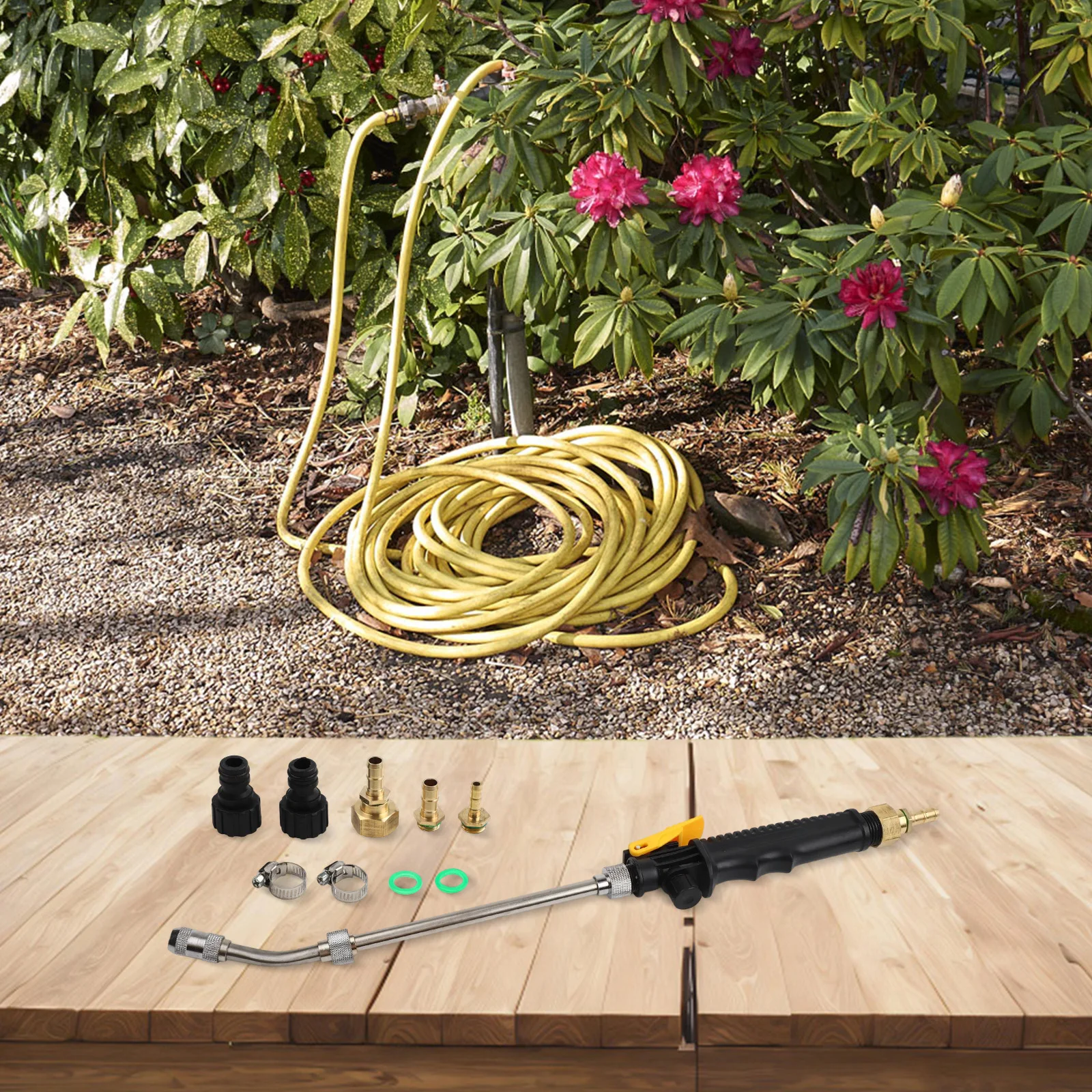 

Garden Sprayer Wand with Adjustable Nozzle Compatible with 3/8 and 1/4 Hoses Suitable for Various Cleaning Tasks