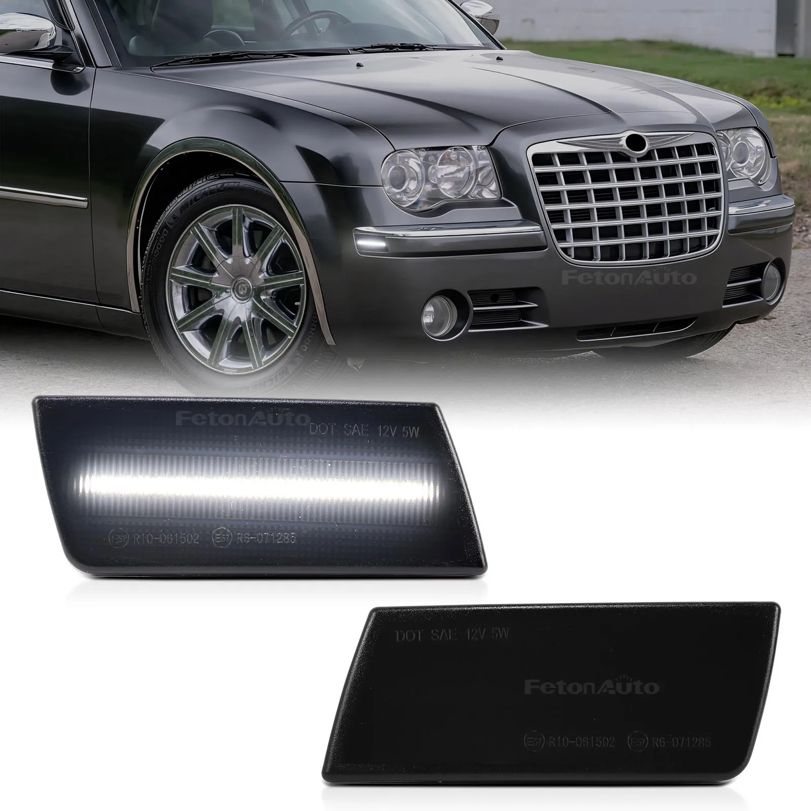 

2 светодиодных боковых габаритных фонаря, белый передний бампер, указатель поворота для Chrysler 300 2005 2006 2007 2008 2009 2010 2011 2012 2013 2014