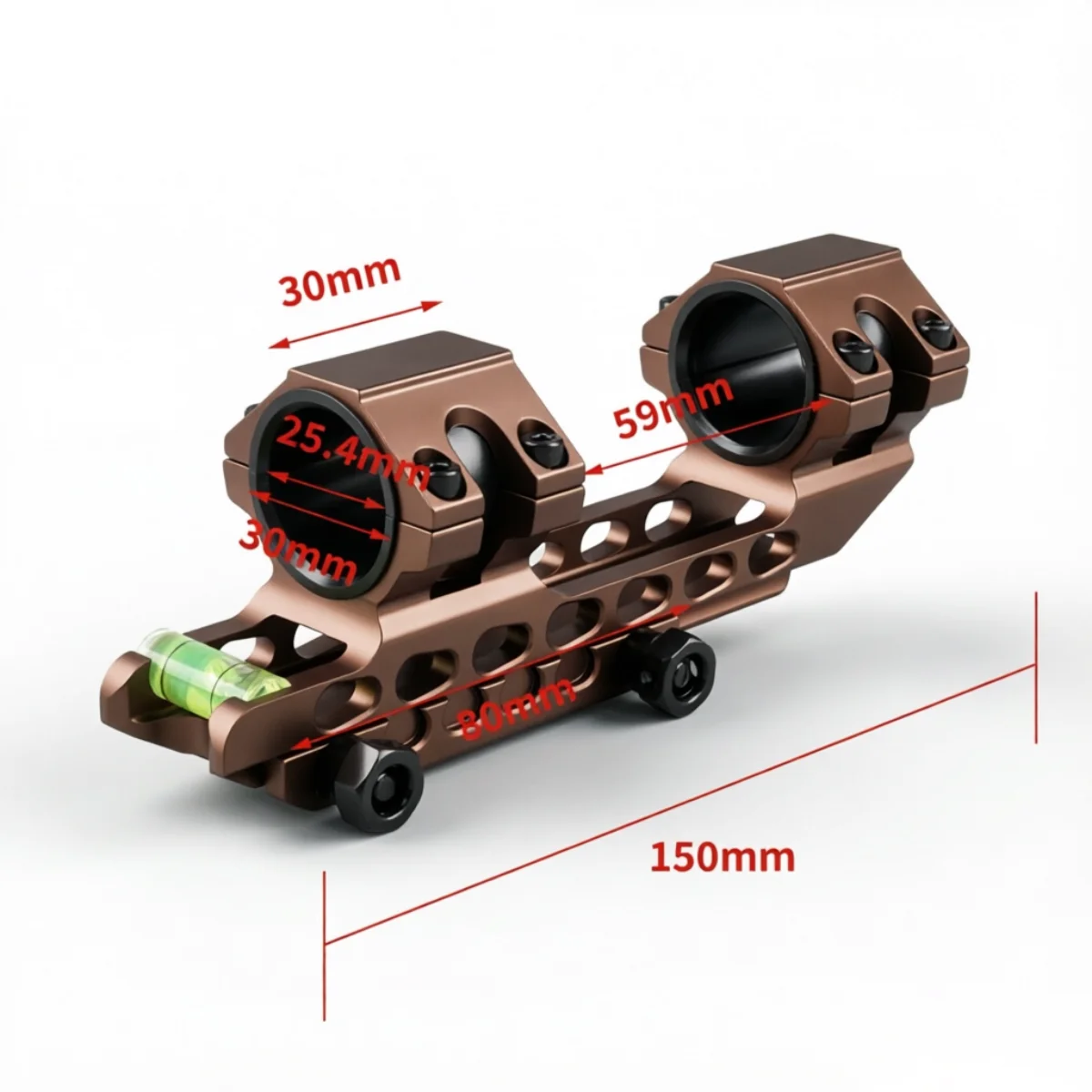 Tactical 25.4mm/30mm One Piece Mounts Dual Ring Cantilever Heavy Duty Scope Mount with Bubble Level for Picatinny Scope
