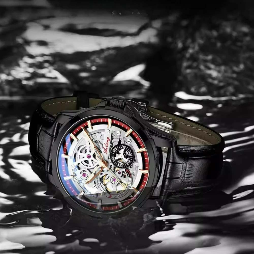 

Ailang Men's Retro Large Dial Sports Watch with Tourbillon Hollow Design Waterproof Automatic Mechanical Watch