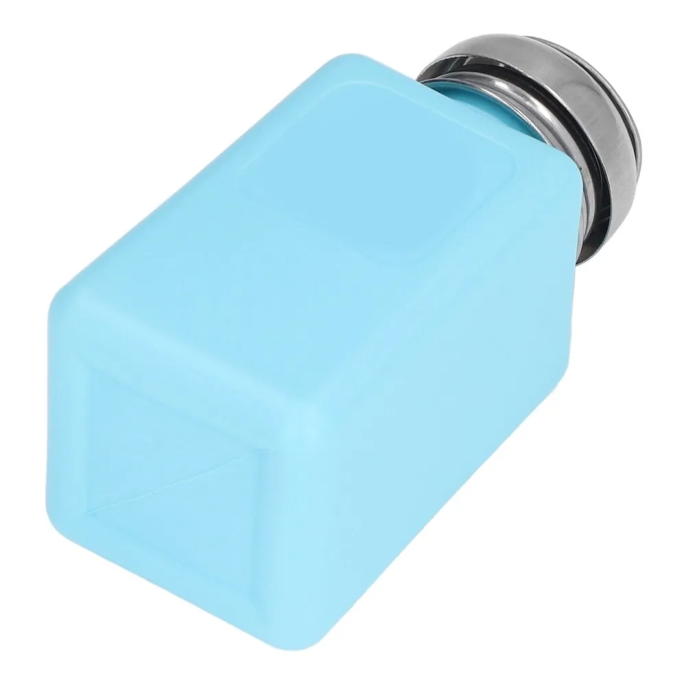 2 pcs 200ml Push Down Alcohol Dispenser White / Blue Press Type Cover ESD Anti Static Bottle Anti-Reflux Pump