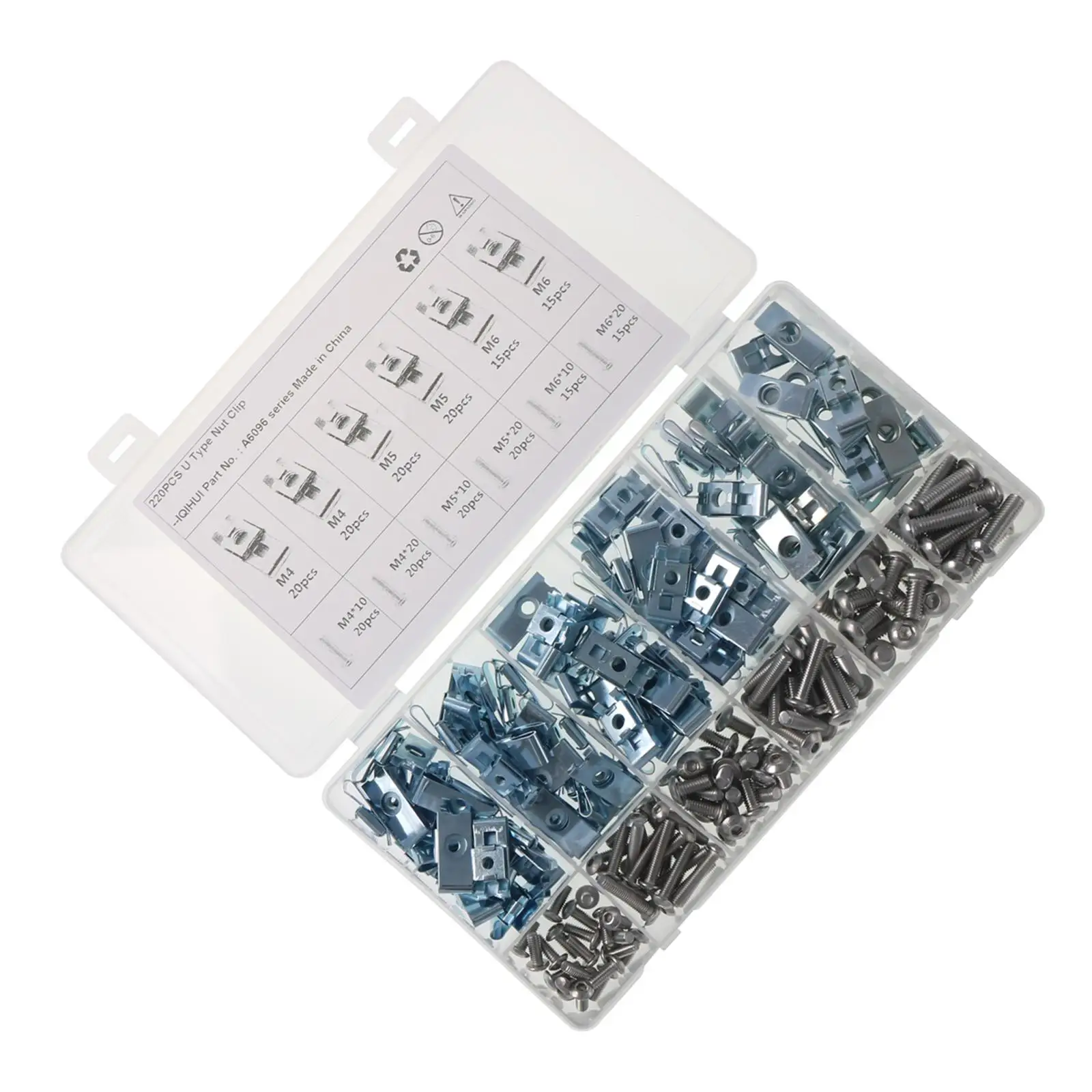 220Pcs U Type Clips Nuts and Screws Kit for Car Door Panel Motorcycles