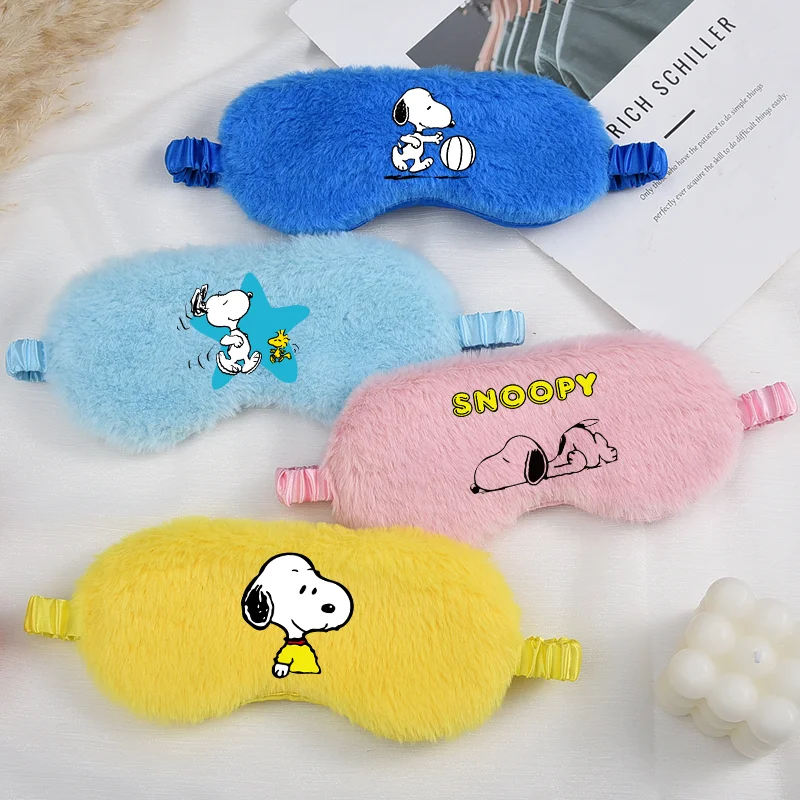 Snoopy Plush Sleeping Mask Anime Cartoon Kids Eye Mask Eyes Patch Children Rest Shading Travel Sleep Aid Eyepatch Birthday Gift