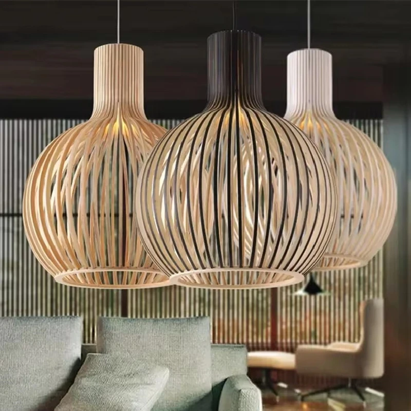 

Danish Designer Pendant Lamp Caged Wood Light Country Style Foscarini Birdcage Chandeliers Lighting Fixtures Drop Shipping Foyer