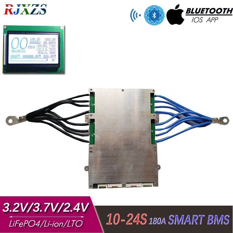 24S 180A  Smart Lipo Lithium Ion Polymer BMS/PCM/PCB Battery Protection Board For 24 Pack 18650 Li-ion Battery Cell (ANT BMS)