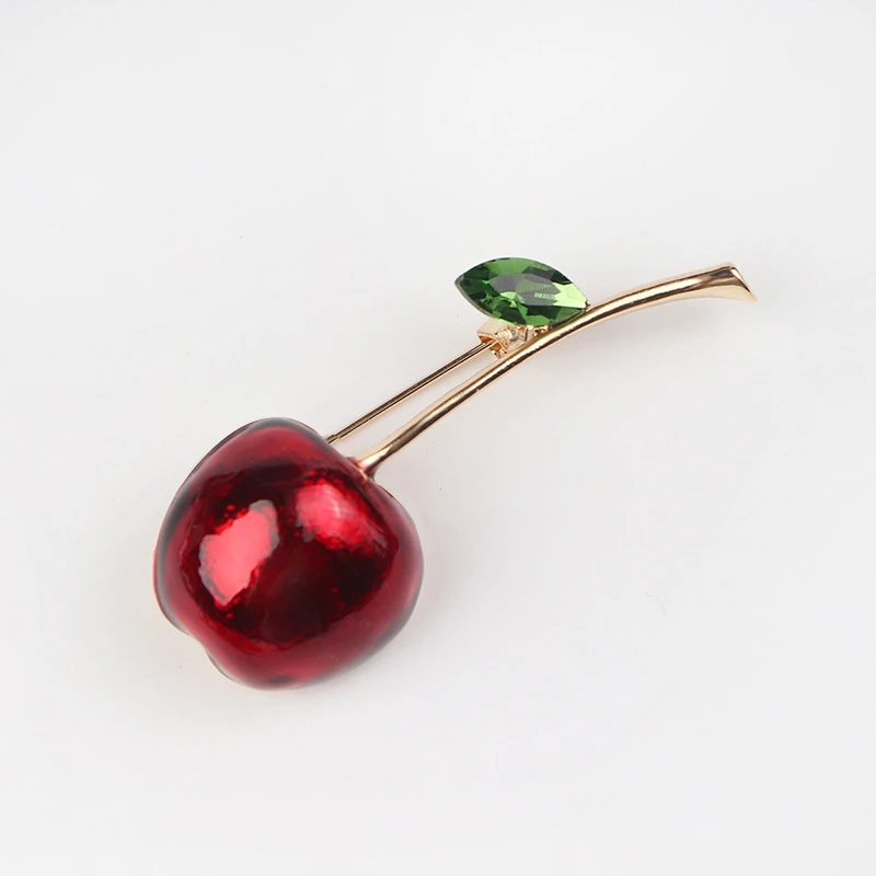 New Cute Plant Cherry Brooch Pin Creative Corsage Women Men Suit Pins Fresh Fruit Badges Broches De Luxe Femme Broszka Luksusowa