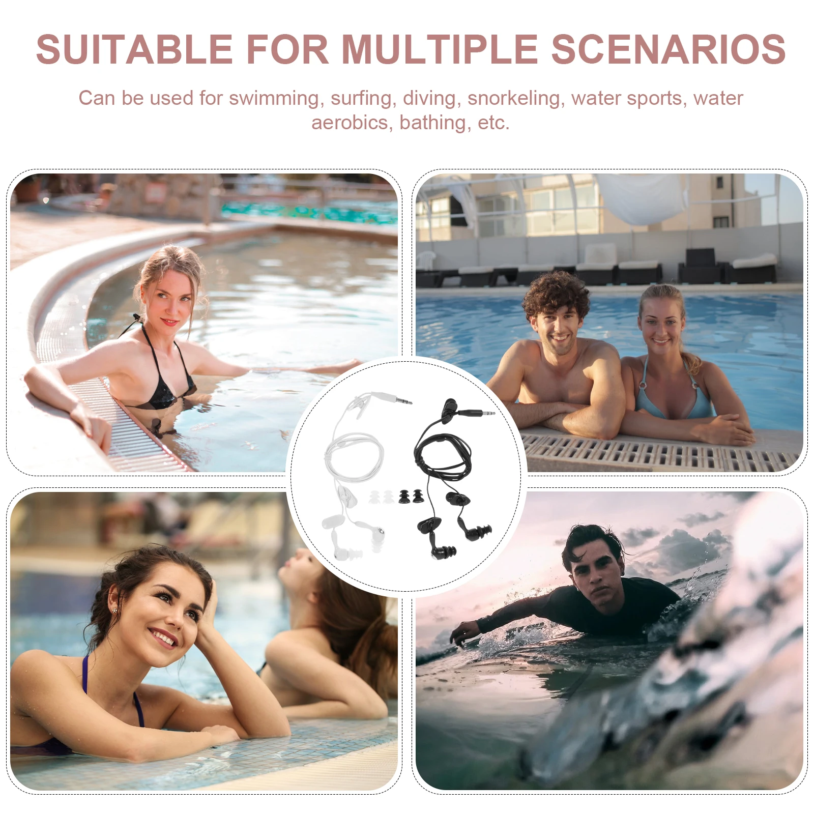 

2Pcs Waterproof Earphones for Swimming Diving Surfing Comfortable Ear Caps Music Enjoyment Swimming Earphone Underwater Earphone