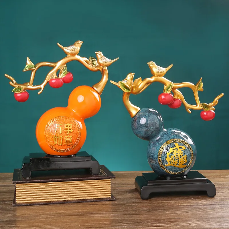 Gourd Decoration Decorations, Office Furniture, Hallway, Housewarming Gifts, Persimmon Ruyi Resin Decorations