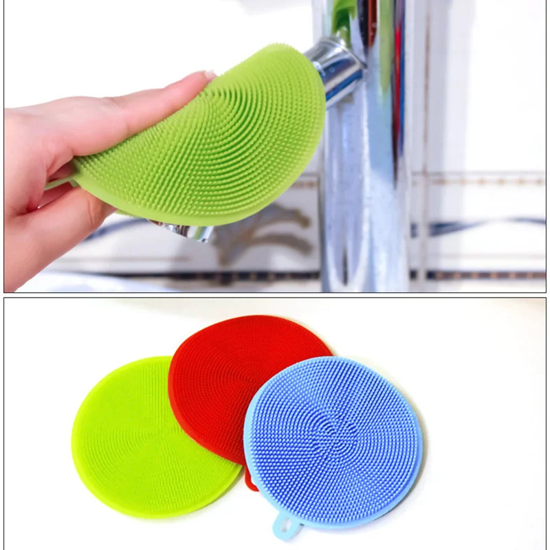 1PC Silicone Cleaning Brushes Soft Silicone Scouring Pad Washing Sponge Dish Bowl Pot Cleaner Washing Tool Kitchen Accessories