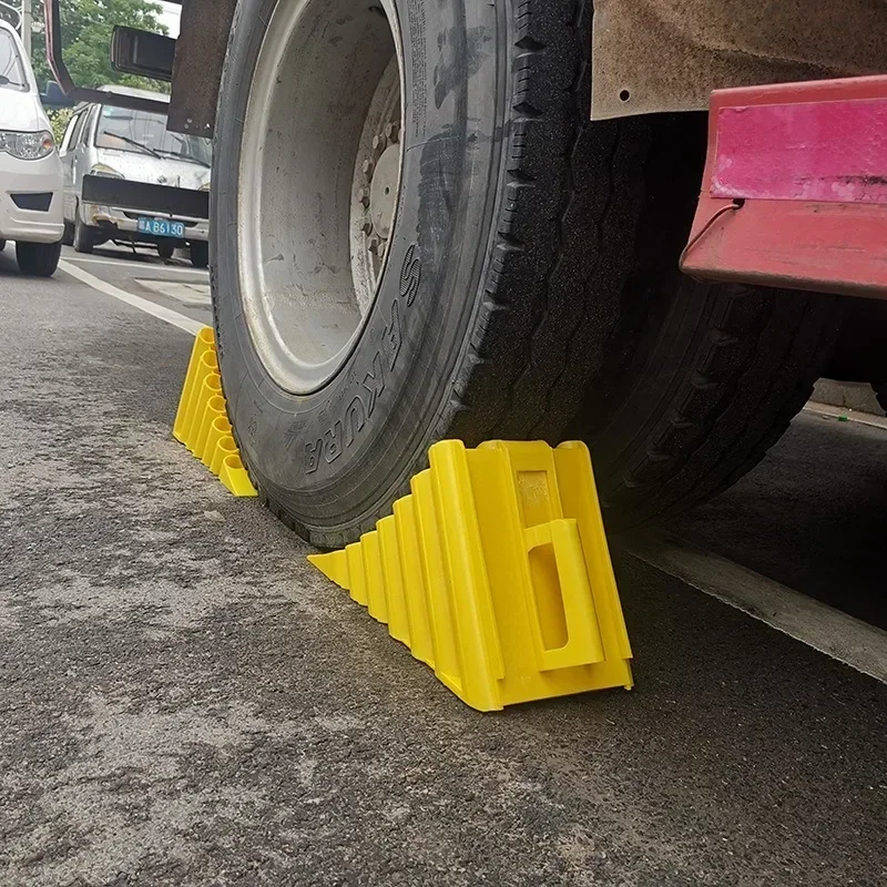 Portable Wheel Chock with Handles Vehicle Truck Tire Stop Block Wheel Ramp Skid Stop Wheel Alignment Block for RVs Trailer Truck